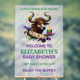 Lavendel- und Grün-Taurus-Sternzeichen-Baby-Party Acrylschild