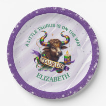 Lavendel- und Grüne Stier-Zodiac-Babyparty