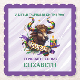 Lavendel- und Grüne Stier-Zodiac-Babyparty Untersetzer