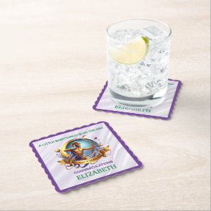 Lavendel und grüner Schütze-Zodiak-Baby-Party Untersetzer