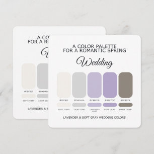 Lavendel und Hellgraue Hochzeitsfarben-Palette Kar Einladung