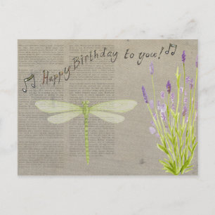 Lavendel und Libelle Alles Gute zum Geburtstag Postkarte