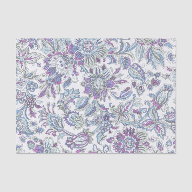 Lavendel und Light Blue Paisley Print Seidenpapier (Vorderseite)