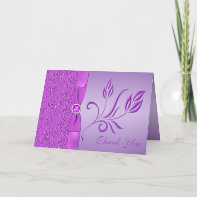Lavendel und Lila Juwelen Dankeschön Karte (Vorderseite)