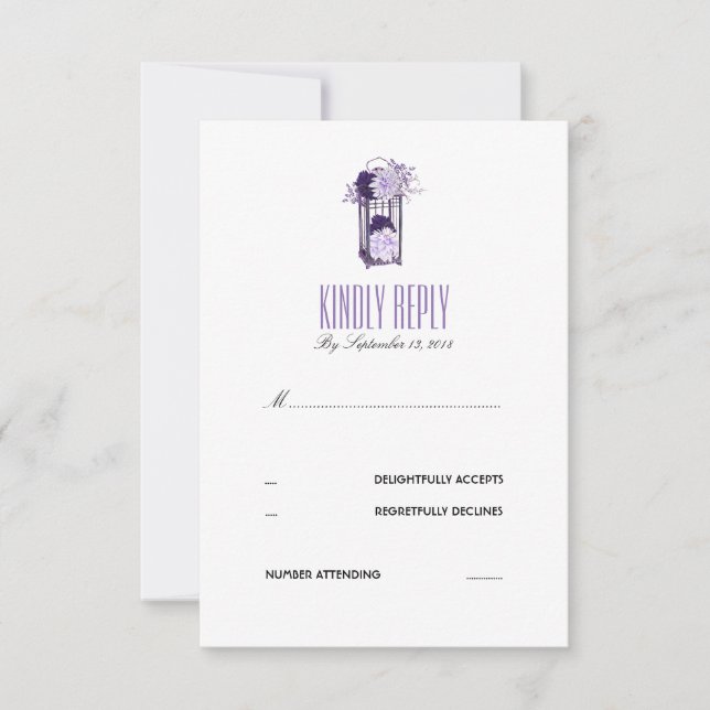 Lavendel und Lila Laterne UAWG RSVP Karte (Vorderseite)