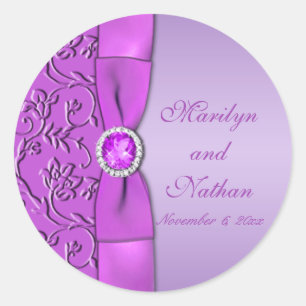 Lavendel und Lila Mit Monogramm 1,5" Rundaufkleber Runder Aufkleber