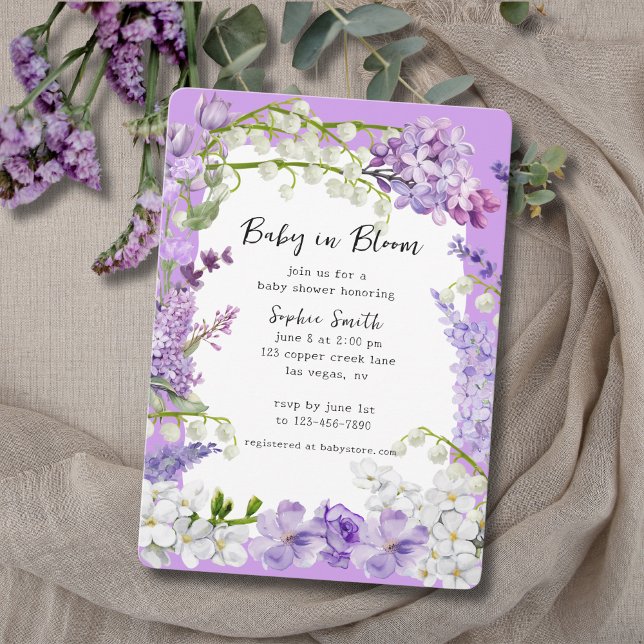 Lavendel und Lilac Boho Baby in Bloom Baby Dusche Einladung (Von Creator hochgeladen)