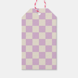 Lavendel und Off White Checkerboard Geschenkanhänger