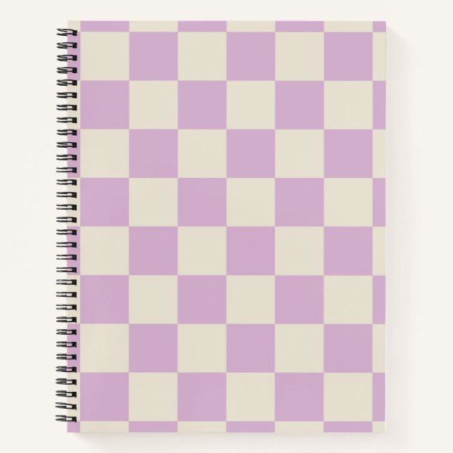 Lavendel und Off White Checkerboard Notizbuch (Vorderseite)