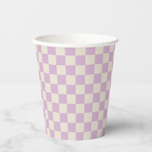 Lavendel und Off White Checkerboard Pappbecher