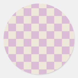 Lavendel und Off White Checkerboard Runder Aufkleber