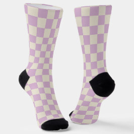 Lavendel und Off White Checkerboard Socken