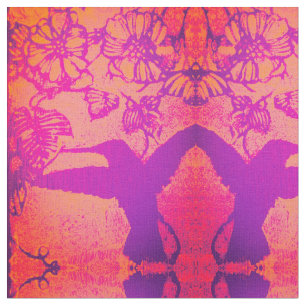 Lavendel- und Orange-Kolibris Stoff
