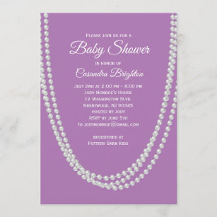 Lavendel-und Perlen-Babyparty-Einladung Einladung