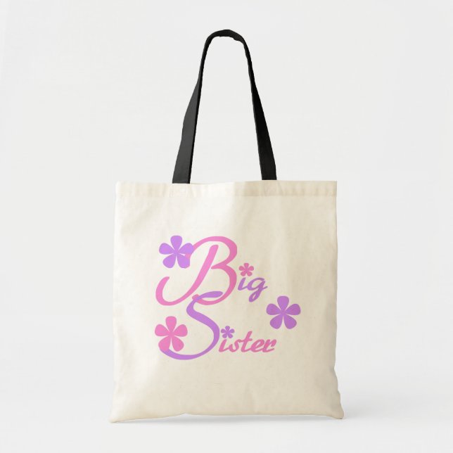 Lavendel und Pink Big Sister Tshirts und Geschenke Tragetasche (Vorne)