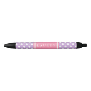 Lavendel- und Pink-Polka-Punktmuster Kugelschreiber