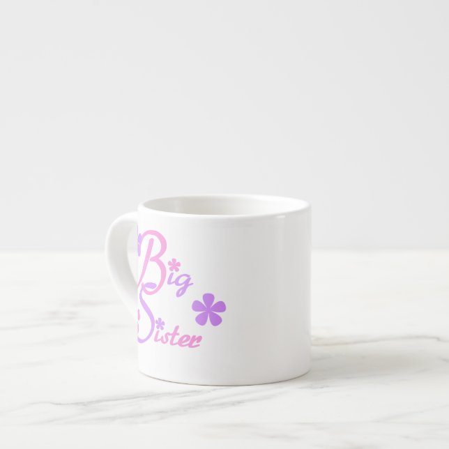 Lavendel und rosa Big Sister Geschenke Espressotasse (Vorderseite Links)