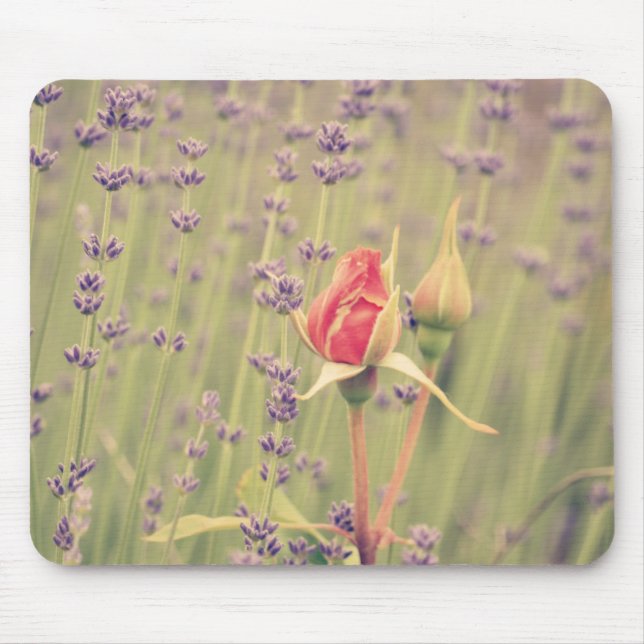 Lavendel und Rose Blume Mousepad (Vorne)