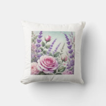 Lavendel und Rose Garden Throw Kissen