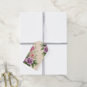 Lavendel und Rose Garten Blumendruck Geschenkanhänger