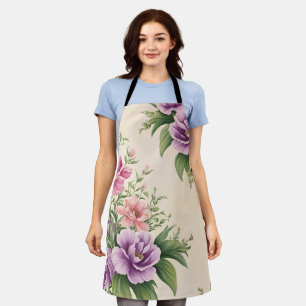 Lavendel und Rose Garten Blumendruck Schürze