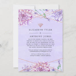 Lavendel und Rose Gold Floral Hochzeitsgäste Ankündigung