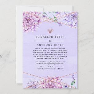 Lavendel und Rose Gold Floral Hochzeitsgäste Ankündigung
