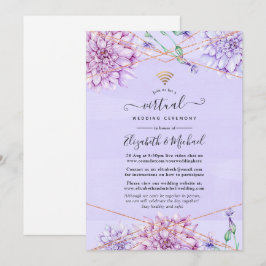 Lavendel und Rose Gold Floral Virtual Wedding Einladung