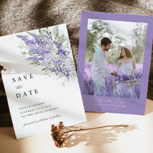 Lavendel und Salbei Grün Florale Foto Hochzeit Save The Date