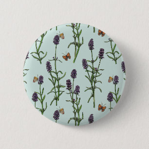 Lavendel und Schmetterlinge auf Meerglas Button