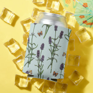 Lavendel und Schmetterlinge auf Meerglas Dosenkühler