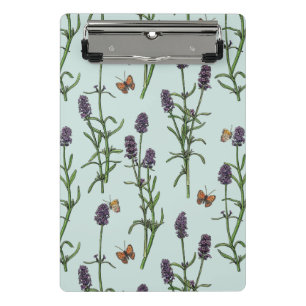 Lavendel und Schmetterlinge auf Meerglas Mini Klemmbrett