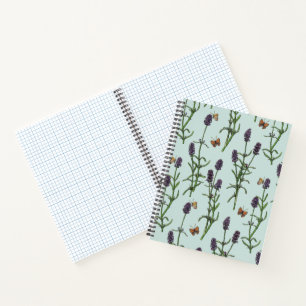 Lavendel und Schmetterlinge auf Meerglas Notizbuch