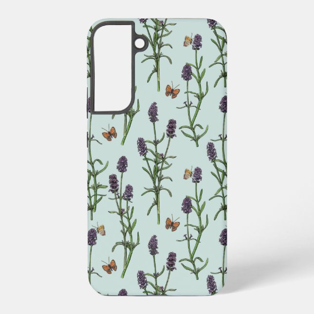 Lavendel und Schmetterlinge auf Meerglas Samsung Galaxy Hülle (Rückseite)