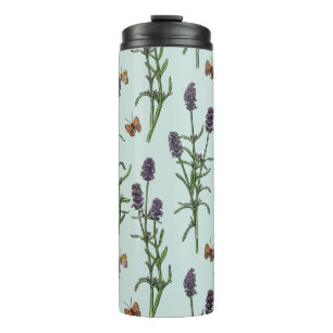 Lavendel und Schmetterlinge auf Meerglas Thermosbecher