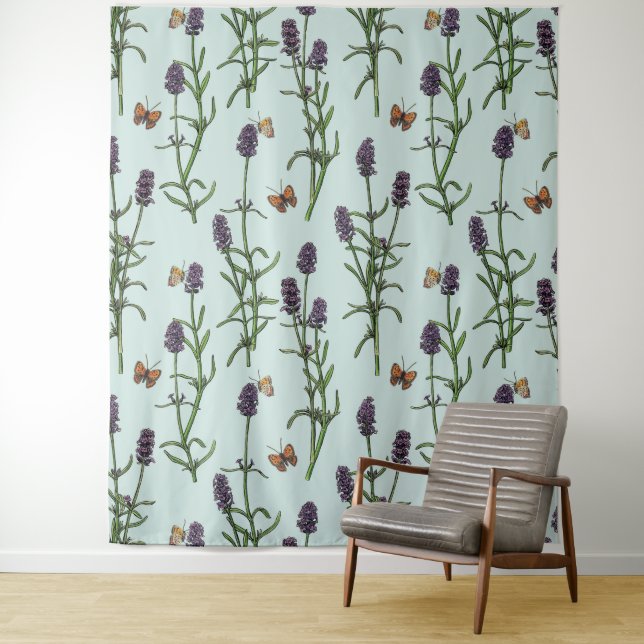 Lavendel und Schmetterlinge auf Meerglas Wandteppich (Beispiel)