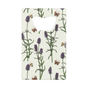 Lavendel und Schmetterlinge auf weiß Geldbeutel Flaschenöffner