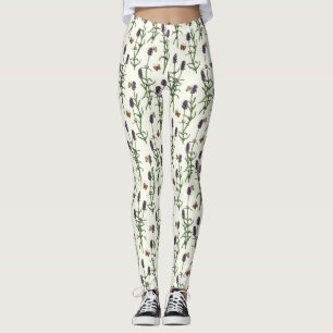 Lavendel und Schmetterlinge auf weiß Leggings