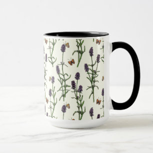 Lavendel und Schmetterlinge auf weiß Tasse