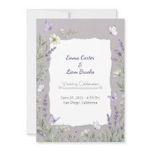 Lavendel- und Schmetterlings-Aquarell-Hochzeitsein