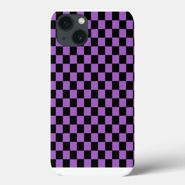 Lavendel und schwarz-kariertes Muster Case-Mate iPhone Hülle (Rückseite)