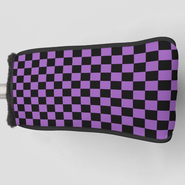 Lavendel und schwarz-kariertes Muster Golf Headcover (Vorderseite)