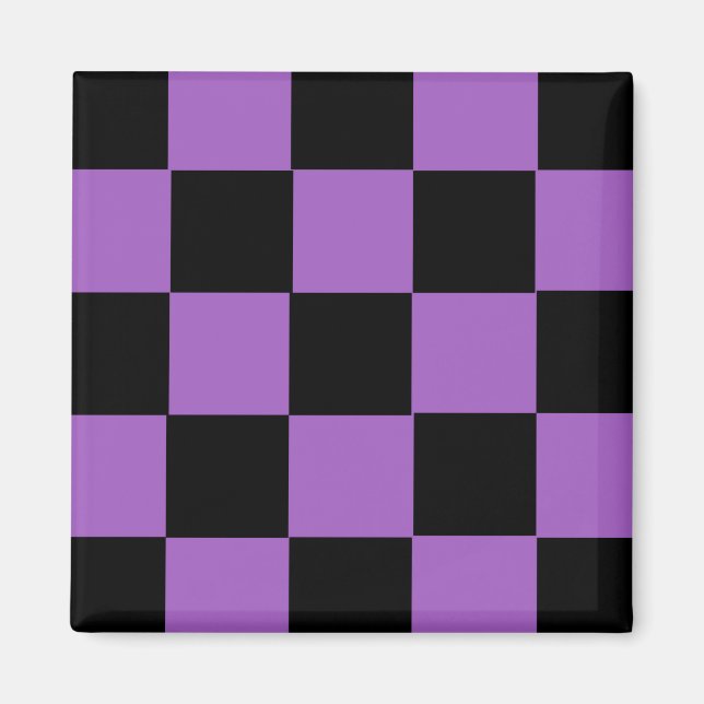 Lavendel und schwarz-kariertes Muster Magnet (Vorne)