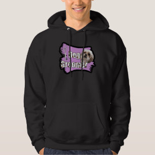 Lavendel und schwarzer Hundgroomer Grafik mit Shih Hoodie