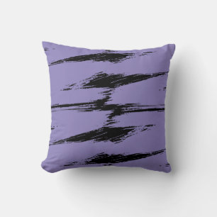Lavendel und Schwarzer Pinselstrich Kissen