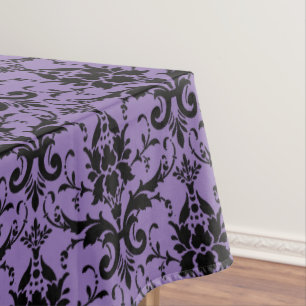 Lavendel- und schwarzes Damast-Tischtuch Tischdecke