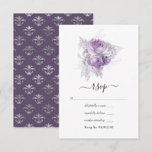 Lavendel- und Silber-Blumenhochzeit RSVP Karte