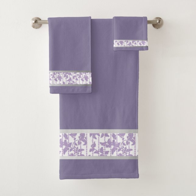 Lavendel und Silber Elegante: Abstraktes Handtuch  Badhandtuch Set (Insitu)