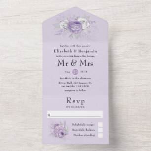 Lavendel- und Silberblumenhochzeit in einem INVI All In One Einladung