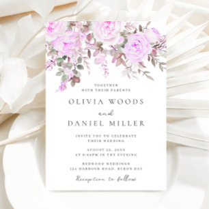 Lavendel- und Veilchen-Hochzeit Einladung